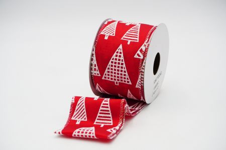 Christmas Trees Wired Ribbon_KF6660GN-7_Red